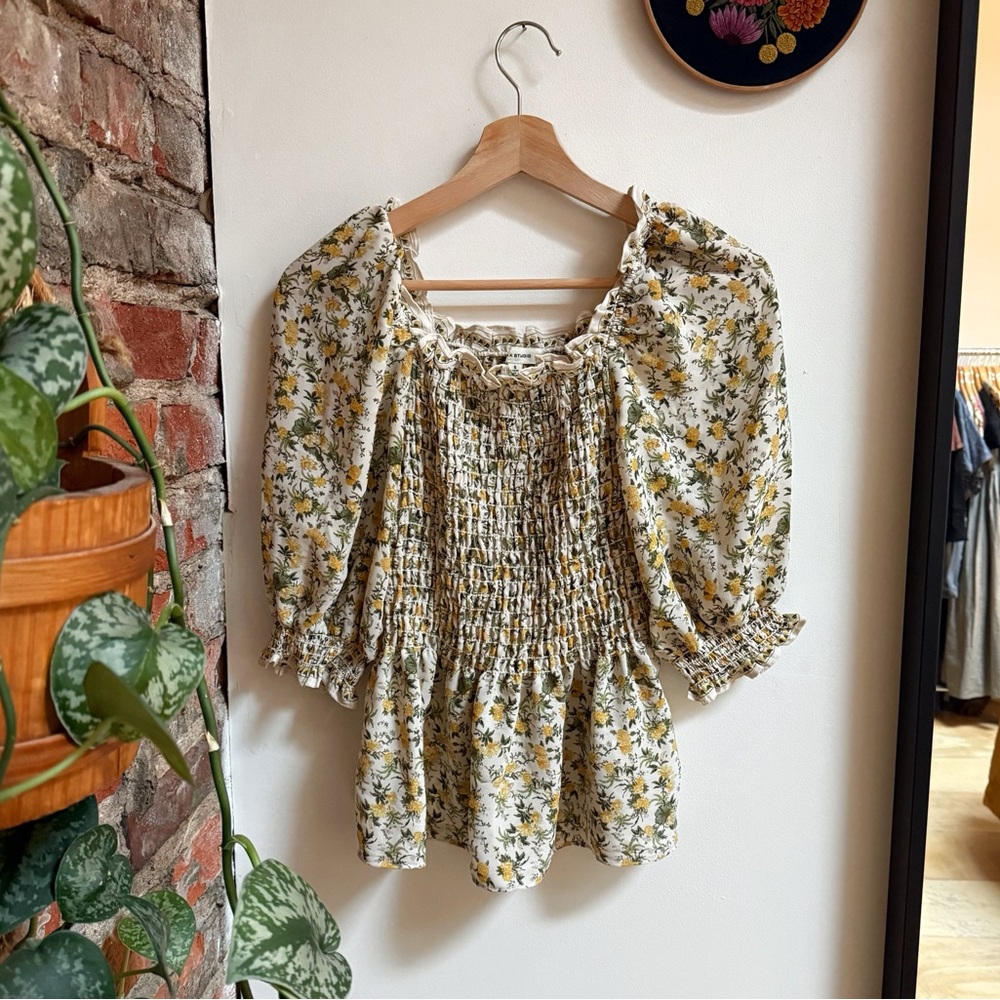 Max Studio | Floral Puff Sleeve Blouse | Small | NWOT